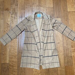 Rust-coloured plaid corduroy overcoat - small